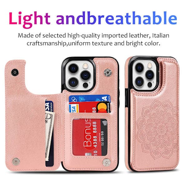 Til iPhone 17 Pro Max etui med kortholder, blomstermagnetknapper beskyttende pung etui til kvinder til iPhone 17 Pro Max, pink iPhone 17 Pro Max pink iPhone 17 Pro Max