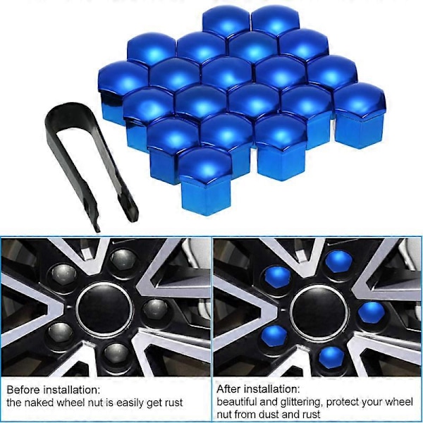 20 st Universal 17mm Hjulmutteröverdrag Lug Nut Caps Skruvskydd