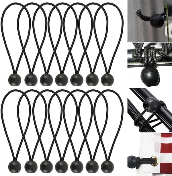 50-pack Boll Bungee Cords för tält, presenningar och markiser