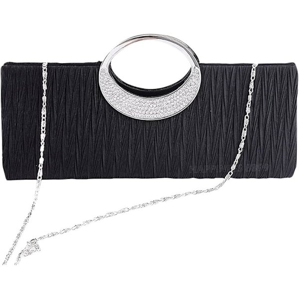 Damet Tote Taske Damer Krystal Diamante Clutch Pung Brude Bryllup Aften Fest Håndtaske Sort Hvid Sølv Tegnebog