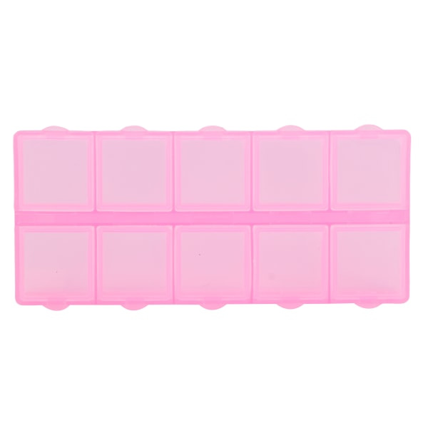 Pearl Container 10 Rum med Holdbar Holdbar Bærbar Transparent Multifunktionel Plast Smykkearrangør Pink
