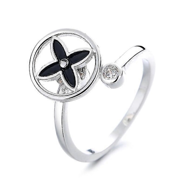 Anti Angst Ringe Justerbare Åbne Ringe Blomsterformede Ringe Med Zirkon C