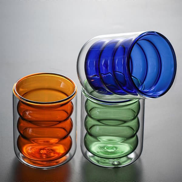 Dobbeltvægget Spiral Glas Kopper - 200ml, Sæt med 4
