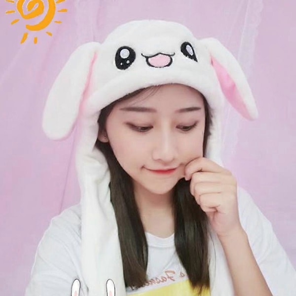 Plush Kaninørehat med Bevægelige Ører - Sød og Blød Kaninhat til Piger Luminous Panda Hat