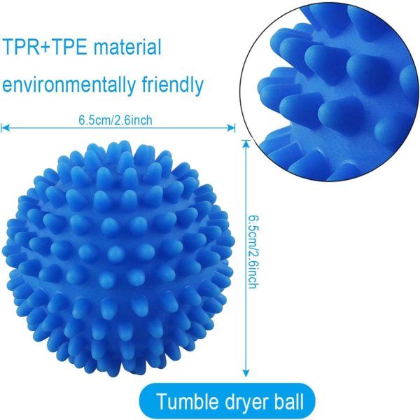 3 st blå tvättbollar för torktumlare, smältfria nya mjukare material torktumlarboll - Kläder kommer ut mjuka fluffiga färre rynkor