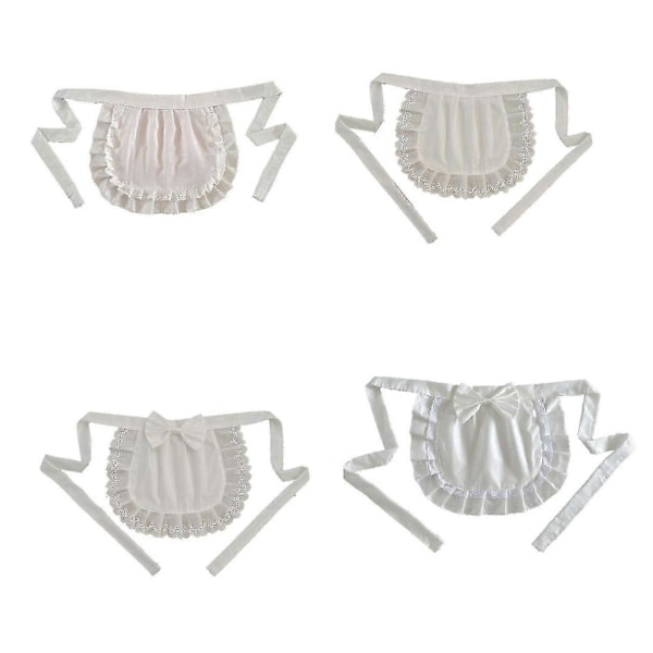Retro-esiliina, Vyötäröesiliina Tytöille, Tiukka Puku, Puoli-esiliina, Juhliin Beige-White