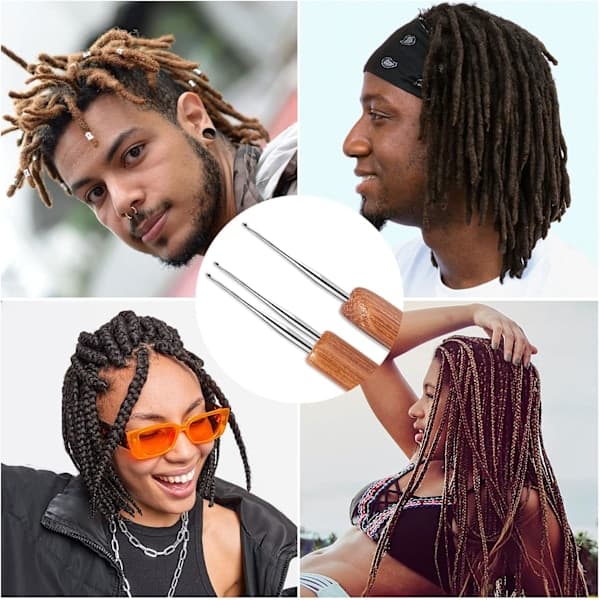 Dreadlocks Hæklenåle, Hæklenåle til Dreadlocks, Dread Locks Hæklenål til Flet Håndværk 0,5 mm (1 Nål og 2 Nåle)