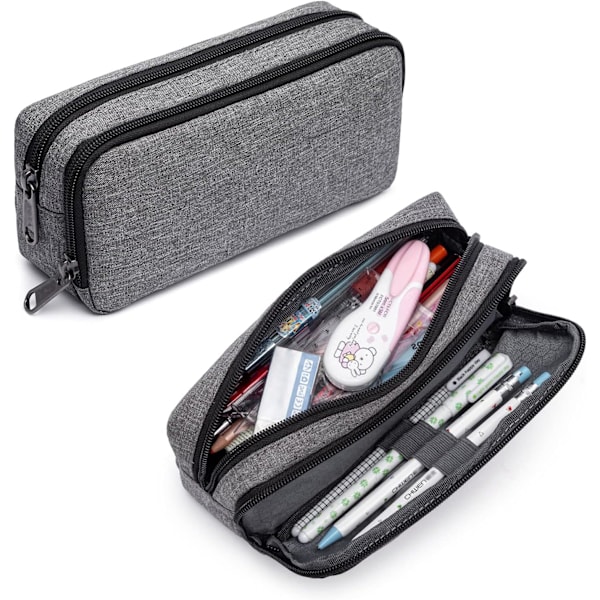 Pennal for elever jenter gutter stor kapasitet voksen penn maker pennal kontor arrangør enkel holdbar multifunksjonell Grey