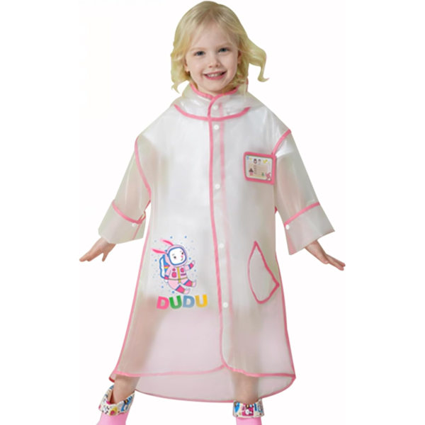 Pojkar Flickor Regn Poncho Transparent Huvad Regnkläder Söta Seriefigurer Lätt Utomhus Regnrock