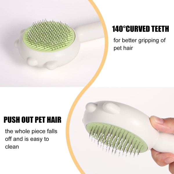 Magic Pet Comb, Pet Hair Cleaner Brush Selvrensende Kattebørste Cat Shedding Børste Katt Grooming Børste Kjæledyrmassasjekam med hårfjerningsknapp