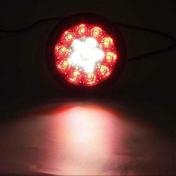 2x Runda LED-bakljus för Bil Vattentäta 16 LED för Lastbil Trailer Lorry Biltillbehör 16 LED Runda Bakljus Multifunktionella Red-yellow