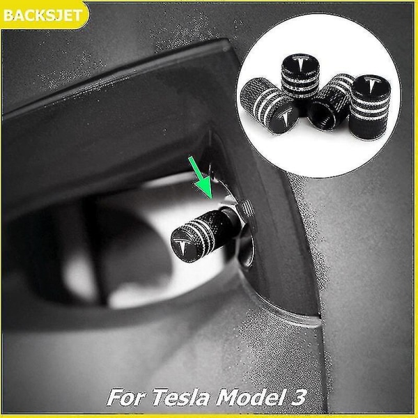 Tesla Model 3/y Car Mental Hjul Dæk Ventil Stængeldæksler 4 stykker Til Tesla Logo Styling Dækdyse Støvdæksel Trim Blue