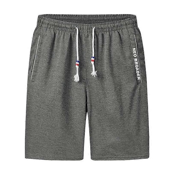 Miesten shortsit, rennot, klassinen malli, kiristysnyörillä, kesäshortsit joustavalla vyötäröllä ja taskuilla - Tummanharmaa 5XL