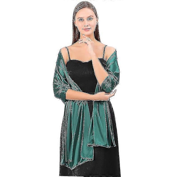 Dam Silke Satin Lång Sjal Omlott Lätt Solid Aftonklänning Bröllopssjal Off-white