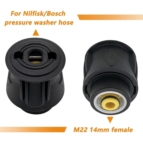 Højtryks-hurtigmontering til pistol og elvasker, slangeforbindelsesadaptere Kompatible Nilfisk/Bosch-slange, 1 pakke