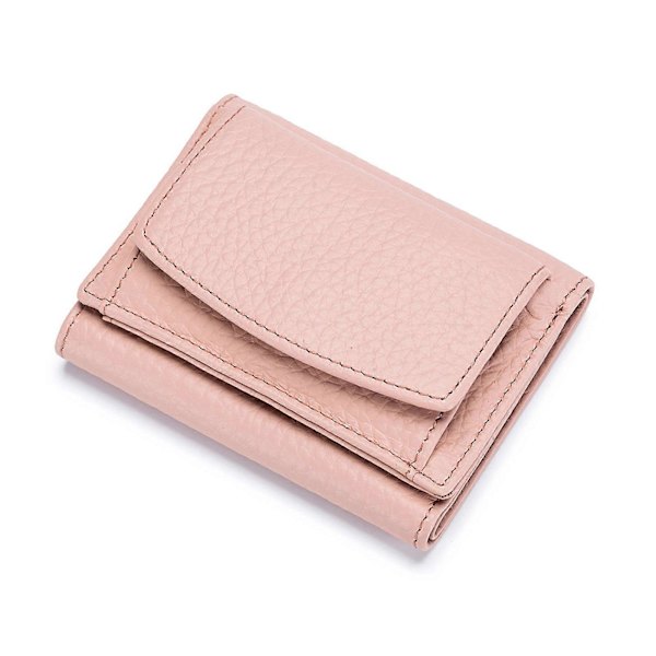 Naisten pieni lompakko PU-nahkaa kolmiosainen vetoketjullinen kolikkotasku korttikotelo kukkaro Pink
