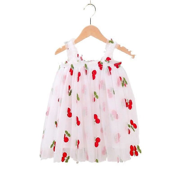 Baby Princess Hängselklänning för Flickor Spädbarn Blommig Volang Mesh Ärmlös Klänning Småbarn Sommar Vardagskläder 130CM N