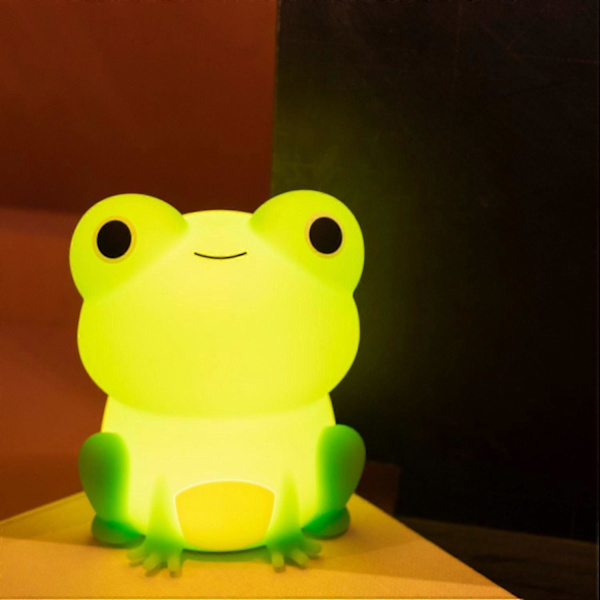 Sød Frø Godnat til Børn, Farveskiftende Blød Silikon Natlampe til Børneværelset, Dæmpbar Timer Genopladelig Farverig Babys Lys Værelse
