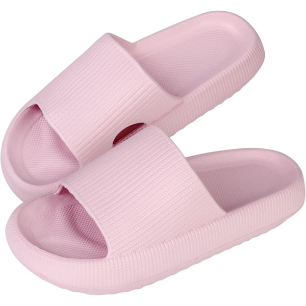 Cloud Sliders til kvinder og mænd, skridsikre badeværelses slippers til kvinder om sommeren, bløde flip flop pude sliders, platform pool sliders brusebadssko til indendørs Pink 1 5.5 to 6.5 UK