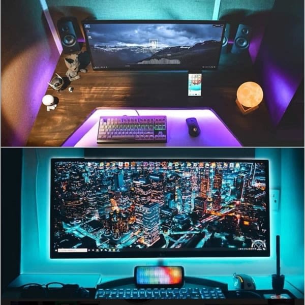 2m IP65 LED-stripe RGB SMD5050 - TV - Datamaskin - Bil - USB MultiColor 4x 4x