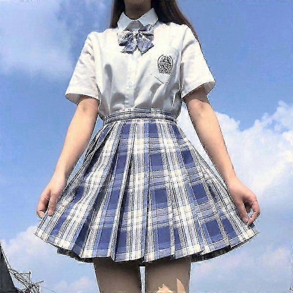 Jk Uniform Komplett Set Broderad Skjorta Plisserad Kjol L Bleah