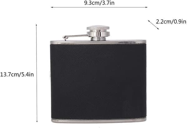 Bærbar lommelærke i rustfrit stål til vin og whisky, elegant læderflaske til alkohol (150 ml)