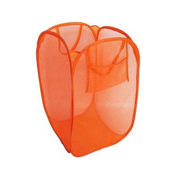 Foldbar Vasketøjskurv Pop Up Basket Open Mesh Vasketøj Beskidt Så Orange
