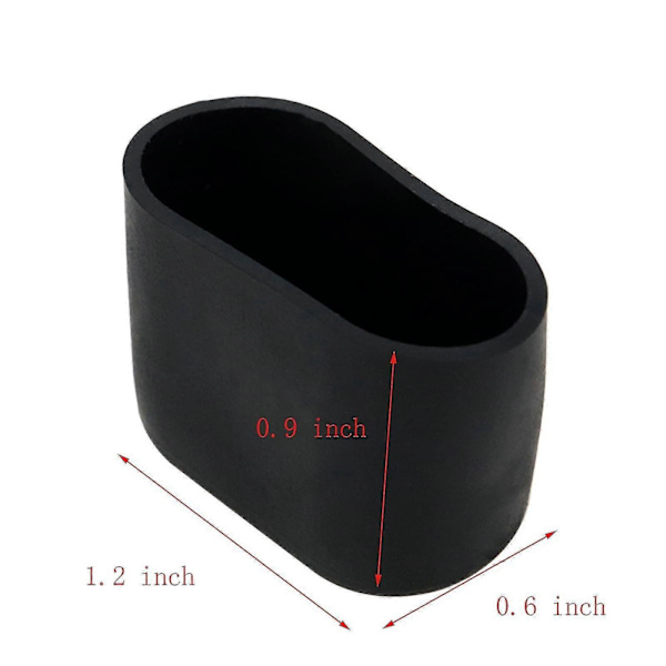 20 st Svarta Möbelfötter Skydd för Bord Stolsben Golvskydd, Oval, Gummi och PVC 15x30mm
