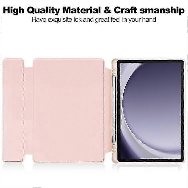 För Samsung Galaxy Tab A9+ 360° Rotation Transparent Smart Läderfodral med Tangentbord S20241230512 Pink