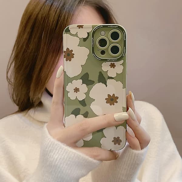 Söpö Kukka Pehmeä iPhone Kuori (Vihreä, iPhone 11)