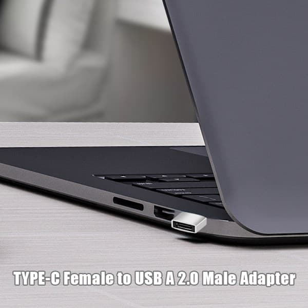 Sovitin USB-C (naaras) - USB-A 2.0 (uros) hopea