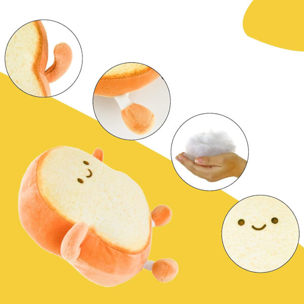 Toastbröd Kudde, Mjuk Plyschleksak, Rolig Brödform Plyschleksak Kudde, Dockleksak 3D Kastkudde Seriefigurleksak