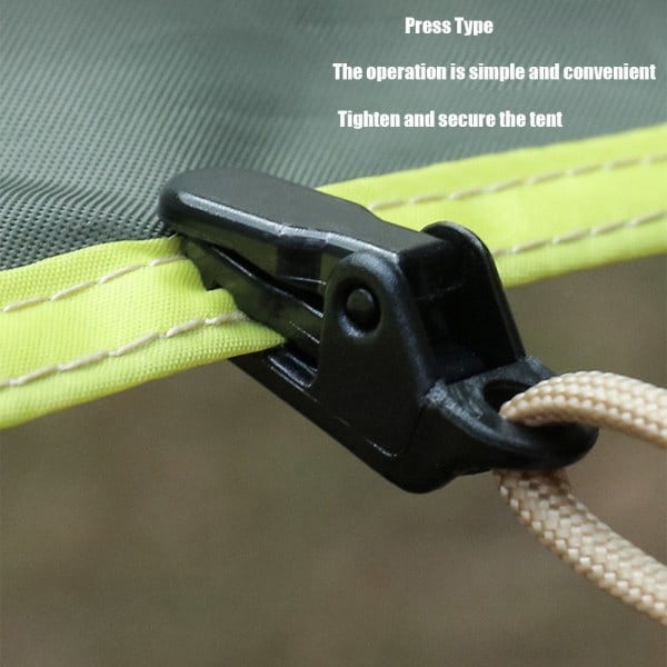 10 stk. Markiseklip Presenningklip Snap Hængere Telt Camping Overlevelse Sort one size