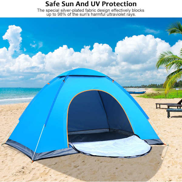 Pop-up-tält, omedelbart utomhuscampingtält, UV UPF 50+ tält för 1 till 2 personer, hopfällbart automatiskt lätt strandtält solskydd