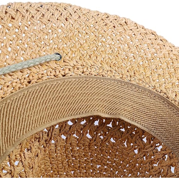Foldbar Cowboy Hat, Formbar Bredskygge Solbeskyttelse Halmhatte Voksne Forår Sommer Anti UV Solhat Rejse Strand Cap