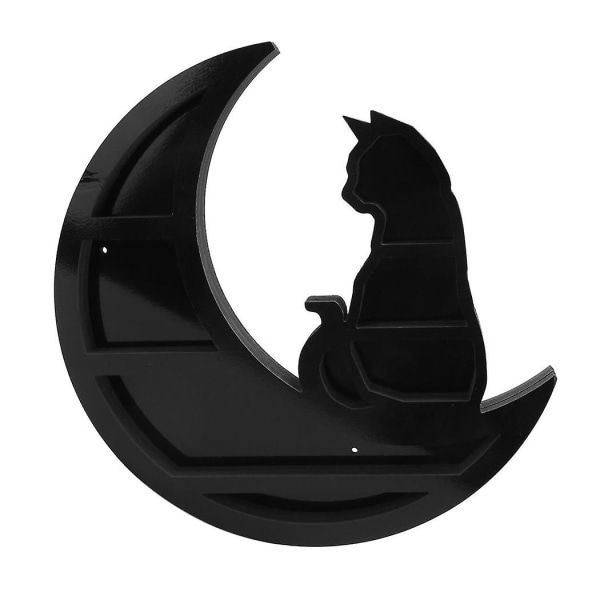 Cat On The Moon Krystallhylle Moon Shelf Black Cat Design Pvc Crystal Display Hylle For Living Dinn