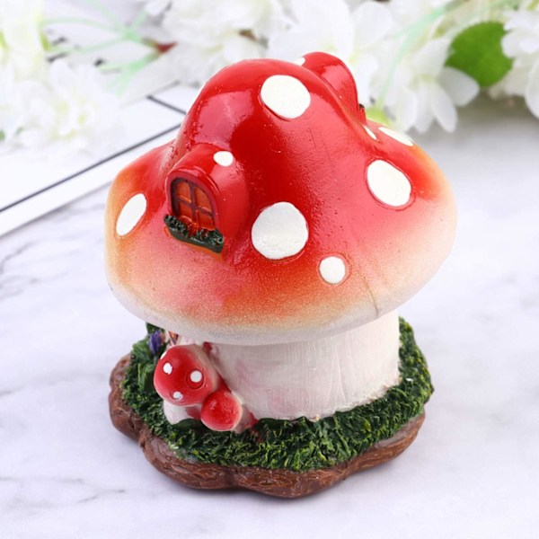 Miniatyr svamp prydnad terrarium tillbehör svamp hus miniatyr svamp hus statyer tillbehör för terrarium dekor glas prydnader Red