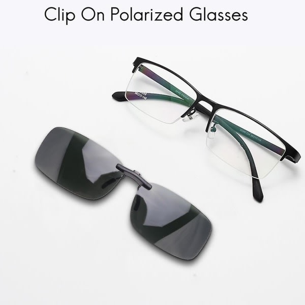 Unisex klare mørkegrønne polariserte solbriller med klips på briller