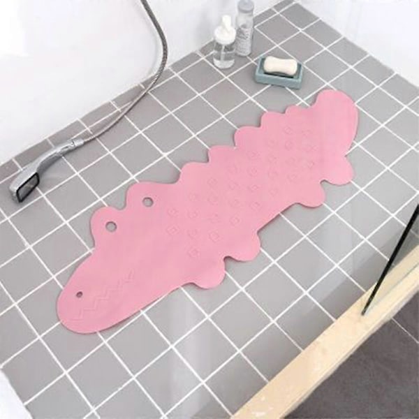 Børne Anti-Slip Badekar Måtte Brusebad Maskinvaskbar, krokodillemønster Pink