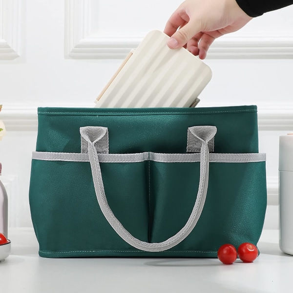 Eristetty lounaslaukku, suurikapasiteettinen lounaslaukku, monikäyttöinen kylmälaukku toimistotyöhön, piknikille ja ostosten tekoon (tummanvihreä) 30*13*20cm