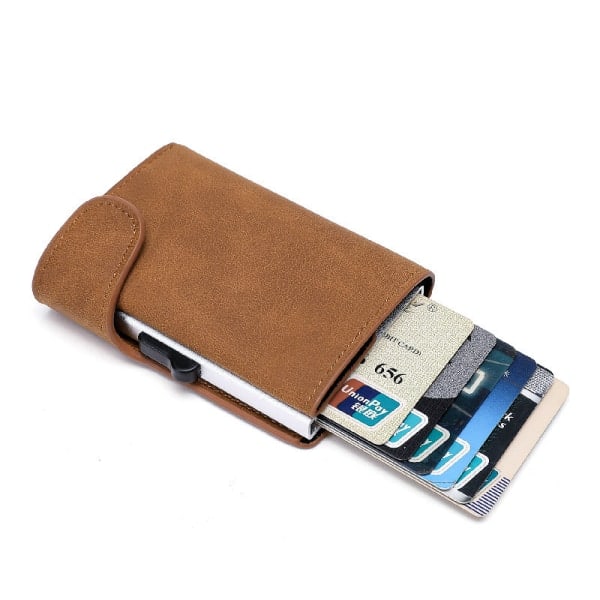 1PC Brun Minimalistisk Kortinnehavare - Pop-up plånböcker med RFID-blockering