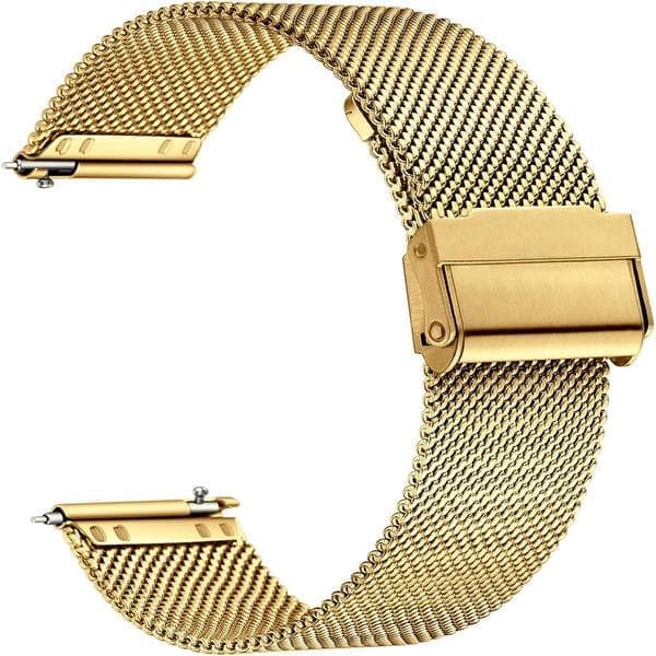 Urrem i metalnet, rustfrit stål, quick release, herre/dame, 20 mm. Guld