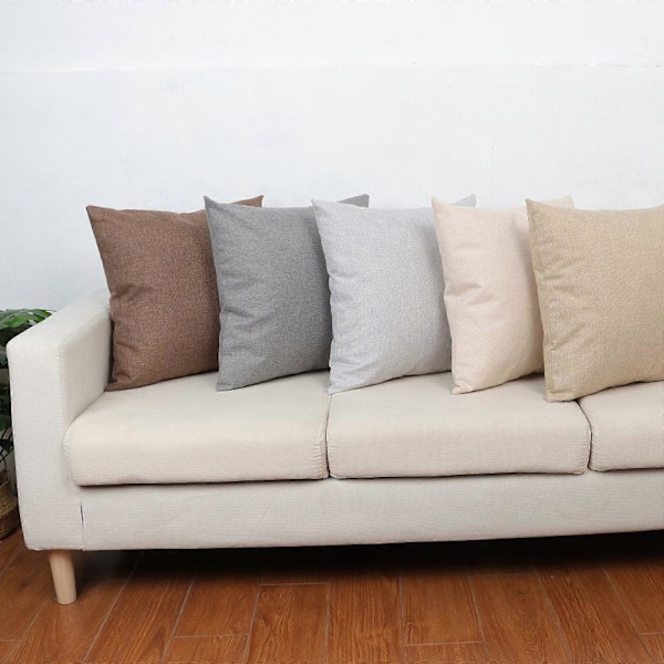 Putevar i lin-look for hjemmet, dekorative, til sofa, soverom, bil, med glidelås Khaki 50*50cm