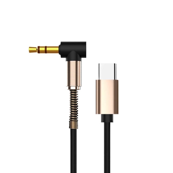 1m 3,5mm AUX USB-C Ljudkabel Hörlurskabel Typ-C svart
