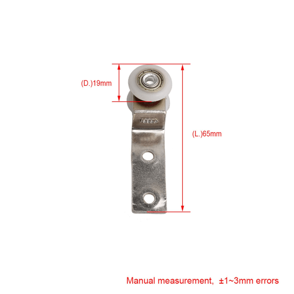 2,5" X 0,75" metalrør Albueleje remskiveblok med to plasthjul til skydedør vinduesskab