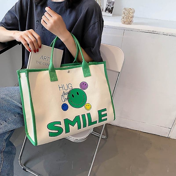Damevesker 2022 Tegneserie Bærbar Pendler Skulderveske Tote Bag Green