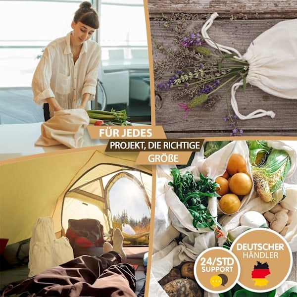 10 stk små stoffposer for maling, minivesker for gaver beige 34*40cm