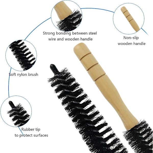 2-pack radiatorborste, 75 cm lång och flexibel med trähandtag, lämplig för radiator och torktumlare
