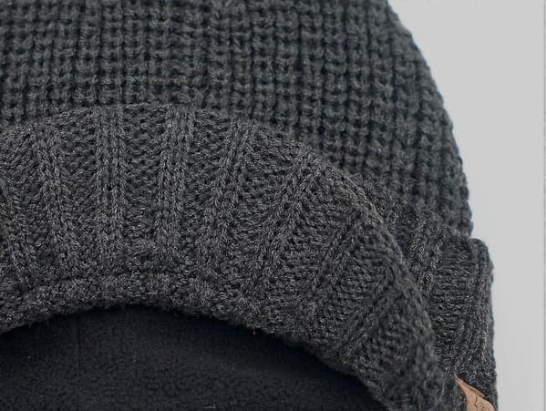 Hatt med skärm för män, vinter, stickad, tjock, utomhus Dark Grey One Size