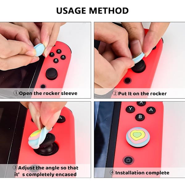 Peukalotyynyn suojukset yhteensopivat Switch & Switch Liten kanssa, pehmeät silikonista valmistetut Joy-Con-ohjaimen peukalotyynyn suojukset, söpöt 3D-analogiset peukalotyynyn suojukset Switch OLED -konsolille (4 kpl)